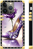 Compatible with iPhone 13 Pro Max Case, High Heeled Purple Diamond Rose Luxury - Image 3