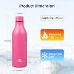 Insulated Water Bottle with Strap, 25 oz Double Wall Stainless Steel Vacuum - Image 2