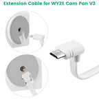 2-Pack 30 ft Extension Cable for WYZE Cam Pan V3 Outdoor Camera, Micro USB 90 - Image 2