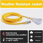 EP 25 Ft 12 Gauge Heavy Duty Extension Cord, 15A 125V 1875W, 3 Outlet - Image 5