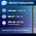TECEUM Micro Paracord – 1.18 mm X 125 ft – Micro Utility Cord – Thin Braided - Image 2