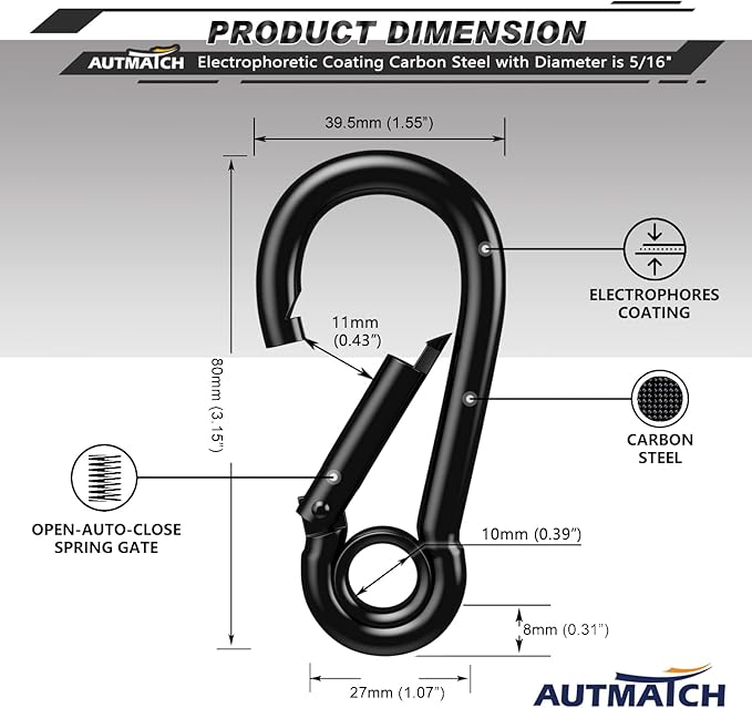 AUTMATCH Carabiner Clips, 4 Pack - Image 4