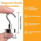 20Pack Magnetic Hooks, 35lb+ Strong Magnetic Hooks Heavy Duty Rare Earth - Image 2
