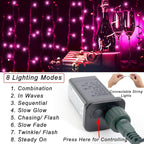 66 ft 200 LED Pink String Lights, Indoor Outdoor Connectable 8 Modes Clear Wire - Image 2