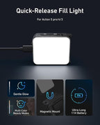TELESIN Vlogging Light Mini LED Action Camera Video Light Magnetic Photography - Image 2