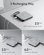 VRURC Portable Charger with Built-in Cable, 10000mAh 22.5W Fast Charging USB C - Image 5