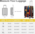 ANNA QUEEN Modern Geometric Wood Luggage Cover, Abstract Panel Suitcase - Image 4