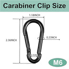 Black Carabiner, Heavy Duty Galvanized Steel Spring Snap Hook Carabiner Clips - Image 2