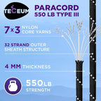 TECEUM Reflective Paracord Rope 1000 – 1000ft/200ft/100ft/50ft – 40+ Colors – - Image 3