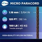 TECEUM Micro Paracord – 1.18 mm X 125 ft – Micro Utility Cord – Thin Braided - Image 2
