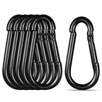 Black Carabiner, Heavy Duty Galvanized Steel Spring Snap Hook Carabiner Clips by High-PQ