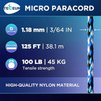 TECEUM Micro Paracord – 1.18 mm X 125 ft – Micro Utility Cord – Thin Braided - Image 2