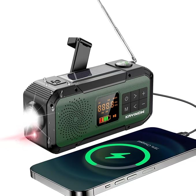 NOAA Weather Radio AM/FM, Portable 7400mWh/2000mAh Rechargeable Battery Operated by KAYINOW