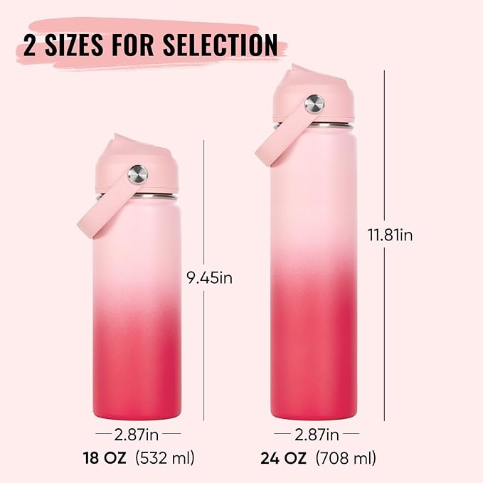 Fijinhom 24oz Insulated Stainless Steel Water Bottle, Wide Mouth Double Wall - Image 2