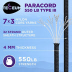 TECEUM Reflective Paracord Rope 1000 – 1000ft/200ft/100ft/50ft – 40+ Colors – - Image 2