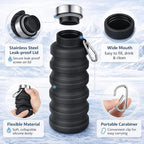 Collapsible Water Bottles, 16oz Capacity Portable Reusable Silicone Water Bottle - Image 4