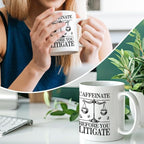 RZHV Caffeinate Before You Litigate 11 Oz Novelty Mug, Funny Coffee Bean - Image 4