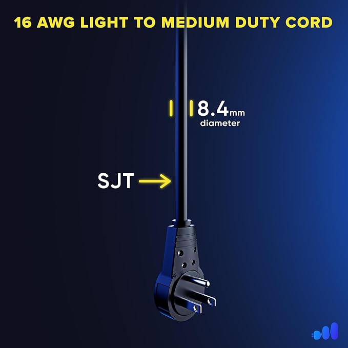 Maximm Cable 2 Feet 360° Rotating Flat Plug Extension Cord/Wire, 3 Prong - Image 5