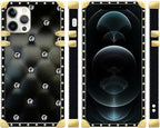 Compatible with iPhone 12 Pro Max Case, Shiny Black Sofa Crystal Luxury Golden - Image 2