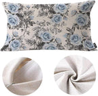 EKOBLA Farmhouse Throw Pillow Covers Blue Flowers Leaves Watercolor Floral - Image 6