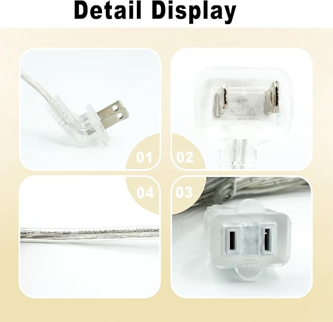 Clear Extension Cord 10 FT 2 Pack, Indoor Thin 2 Prong Extension Cord - Image 3