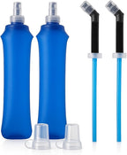 TPU Soft Flask 500ml with Straw & Cap, 2 Pack Collapsible Sports Water Bottles by Unknown