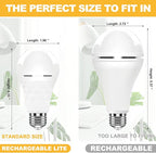 Neporal A19 Rechargeable Light Bulbs, Socket Rechargeable Emergency Light Bulb - Image 4
