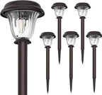Solar Lights Outdoor, 6 Pack Metal Solar Pathway Lights, Heavy Duty Stainless - Image 2