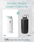 Coolflask Water Bottle with Straw, 40 oz Insulated Metal Water Flask with Straw - Image 3