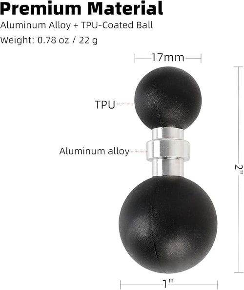 1" to 17mm Ball Adapter, Compatible - Image 2
