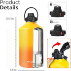 Water Bottle Insulated 32oz 40oz 64oz 128oz Straw Lid Spout Lid & 3 Lids - Image 2
