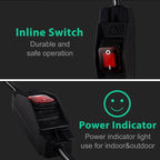 Outdoor Waterproof On/Off Switch Extension Cord, Heavy Duty 125v/250v Black - Image 7
