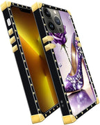 Compatible with iPhone 13 Pro Case, High Heeled Purple Diamond Rose Luxury - Image 3