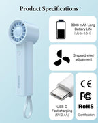 Portable Handheld Fan with Power Bank, 3 IN 1 USB Rechargeable Mini Personal - Image 8
