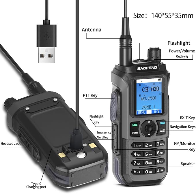 BAOFENG GMRS Handheld Radio Ham Radio Long Range GM21 Rechargeable Walkie - Image 8