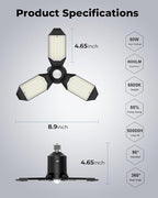 toberich Motion Sensor Garage Lights 4 Pack, 8000LM Motion Sensor Shop Light w/ - Image 6