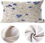 EKOBLA Watercolor Flowers Decorative Pillow Case Throw Pillow Covers Blue - Image 6