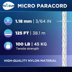 TECEUM Micro Paracord – 1.18 mm X 125 ft – Micro Utility Cord – Thin Braided - Image 2