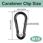 Black Carabiner, Heavy Duty Galvanized Steel Spring Snap Hook Carabiner Clips - Image 2