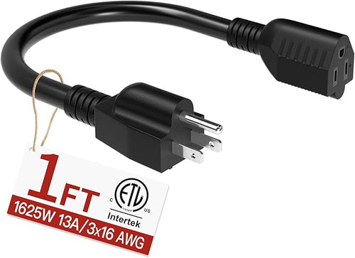 16/3 Short Extension Cord 1 FT, Indoor 3 Prong Power Cable, Suitable by Skrizcable