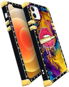 Compatible with iPhone 11 Case, Cool Corlorful Lip Marble Luxury Golden - Image 3