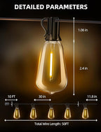 Outdoor Patio String Lights 50ft: ST38 LED Shatterproof Bulbs 3 Modes Button - Image 7