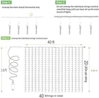 Solhice LED Curtain Lights Outdoor 40ft x10ft, 800 LED Plug in Hanging String - Image 6
