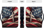Large Bible Cover Case for Women Men American Flag and Cross PU Leather Bible - Image 2