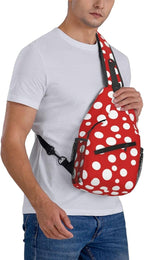 Mushroom Dots Sling Bag For Women Men Fashion Backpack Crossbody Red Mushroom - Image 8
