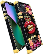 Compatible with iPhone 13 Case, Queen Lip Crown Leopard Print Luxury Golden - Image 3