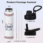 Baseball Water Bottle, 24 oz Insulated Stainless Steel Sports Bottle - Image 5