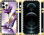 Compatible with iPhone 12 12 Pro Case, High Heeled Purple Diamond Rose Luxury - Image 2