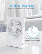 Zuvas Desk Fan Battery Operated Fan Rechargeable 180°Tilt Folding Personal Fan - Image 6