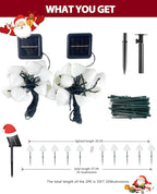 OZS 2PK 32LED 55FT Red and White Christmas Decorations Mushroom Solar Lights - Image 8